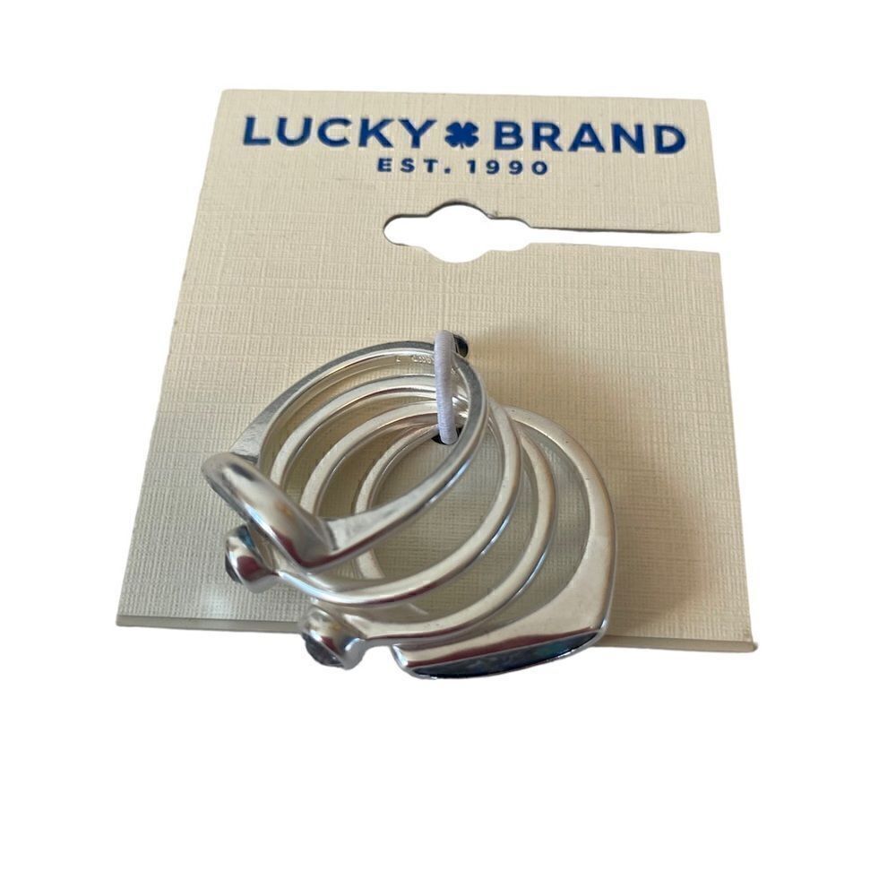 Stack Set Stone Matte Silver Ring Set w/ Faux Abalone